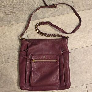 Elliott Lucca Gwen Crossbody Bag Pebbled Leather Burgundy Cabernet Purse